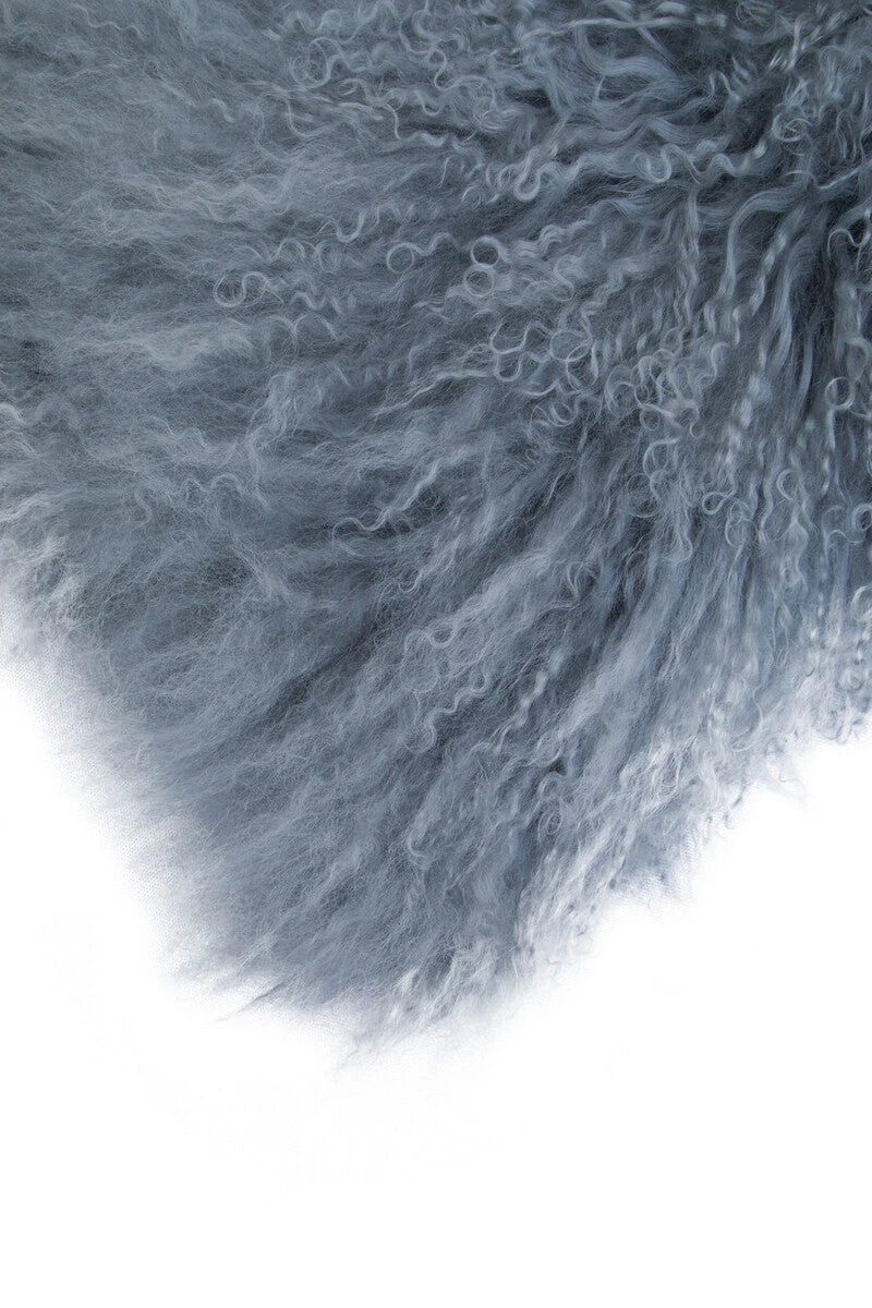Bosie Real Mongolian Fur Grey Rectangular Cushion - Image 2