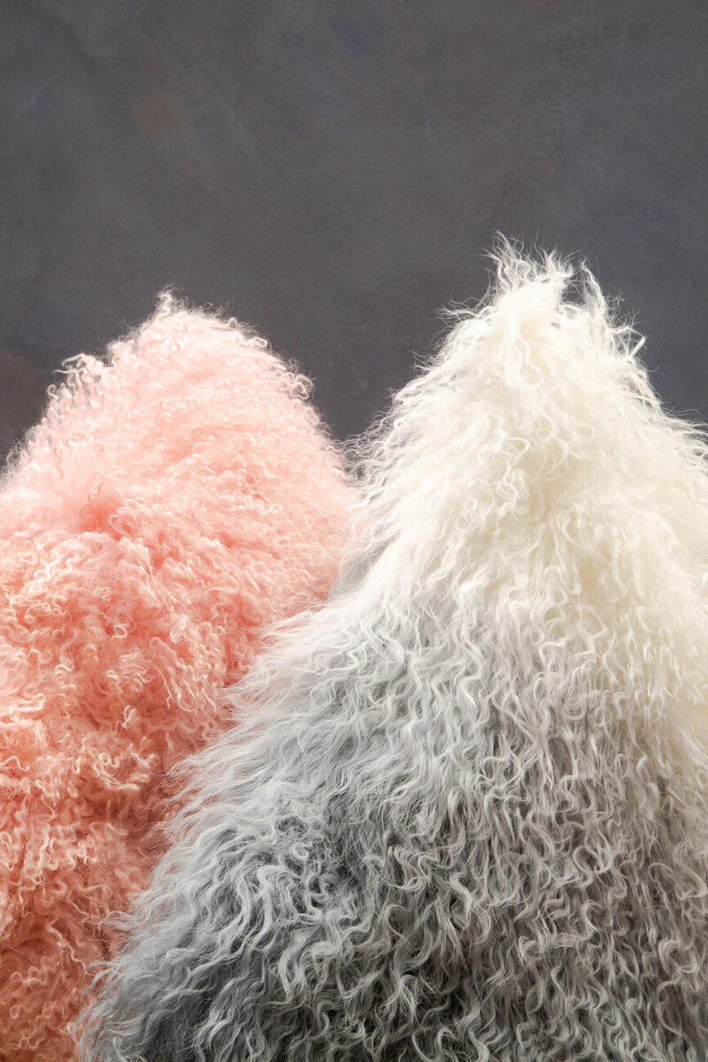 Bosie Real Mongolian Fur Pink Square Cushion - Image 4
