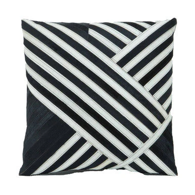 Bosie Safira Black and White Hair on Leather Cushion - Image 2