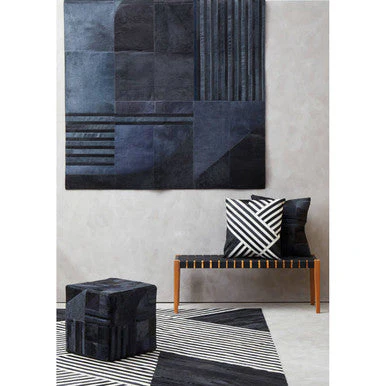 Bosie Safira Black and White Hair on Leather Cushion - Image 3