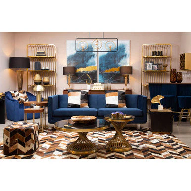 Bosie Safira Large Brown Hair on Leather Chevron Patchwork Rug - Image 7