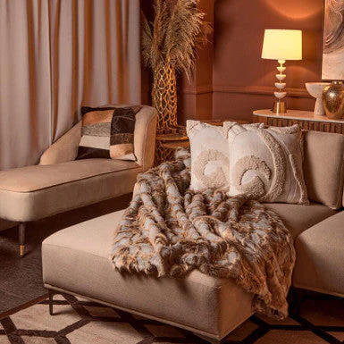 Bosie Safira Neutral Colourblock Hair on Leather Patchwork Cushion - Image 4