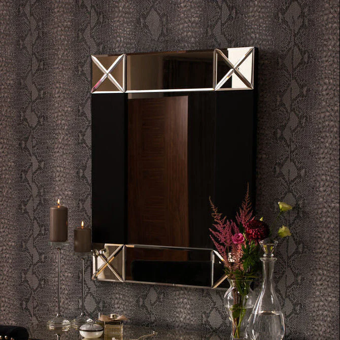 Boulevard Small Wall Mirror with Black and Bevelled Frame