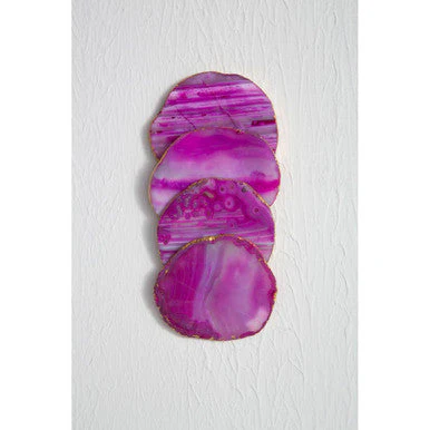 Bowerbird Agata Set of 4 Agate Pink and Gold Coasters - Image 6