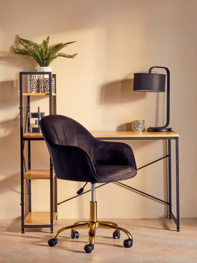 Brent Black Velvet And Gold Base Home Office Chair - Image 5