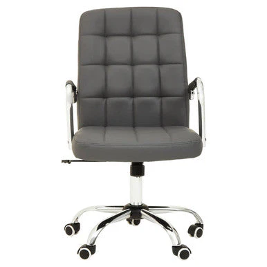 Brent Grey Leather Effect And Chrome Home Office Chair - Image 2
