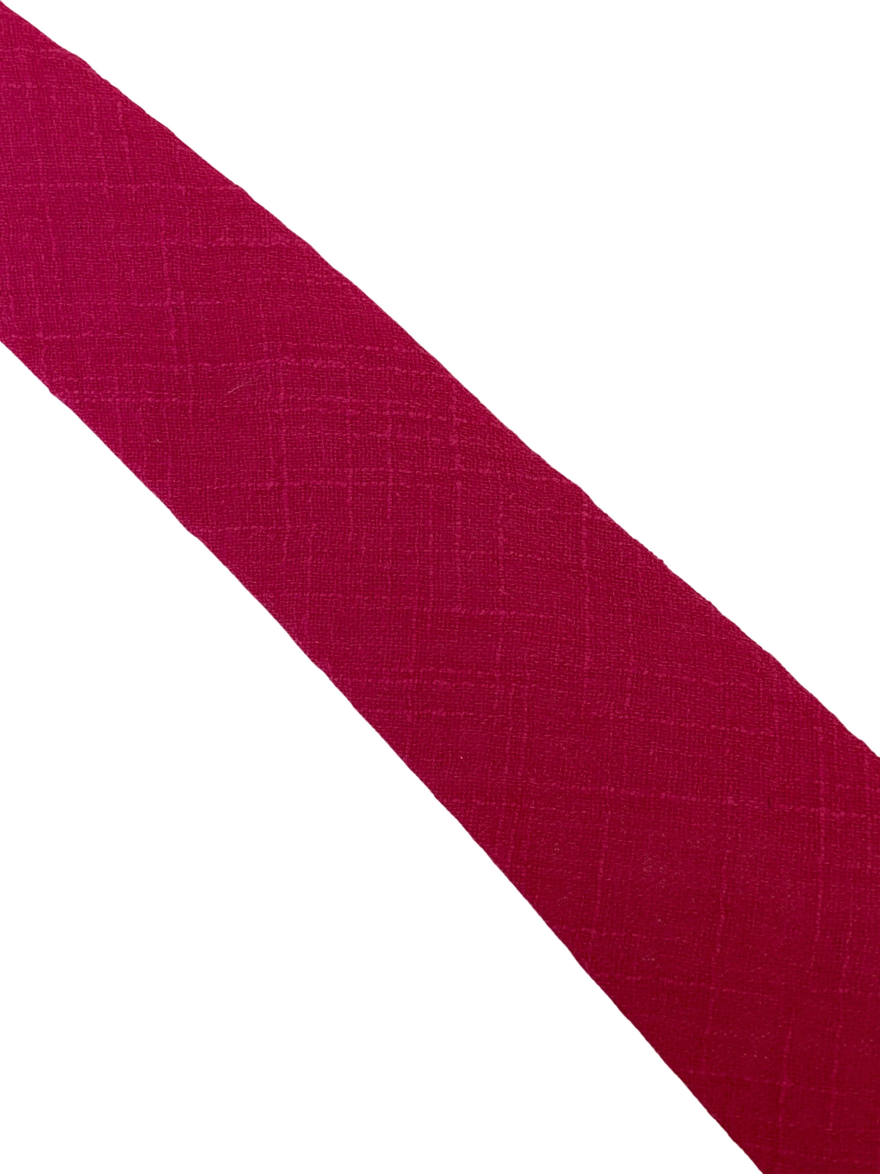 bright pink linen slim tie - Image 2