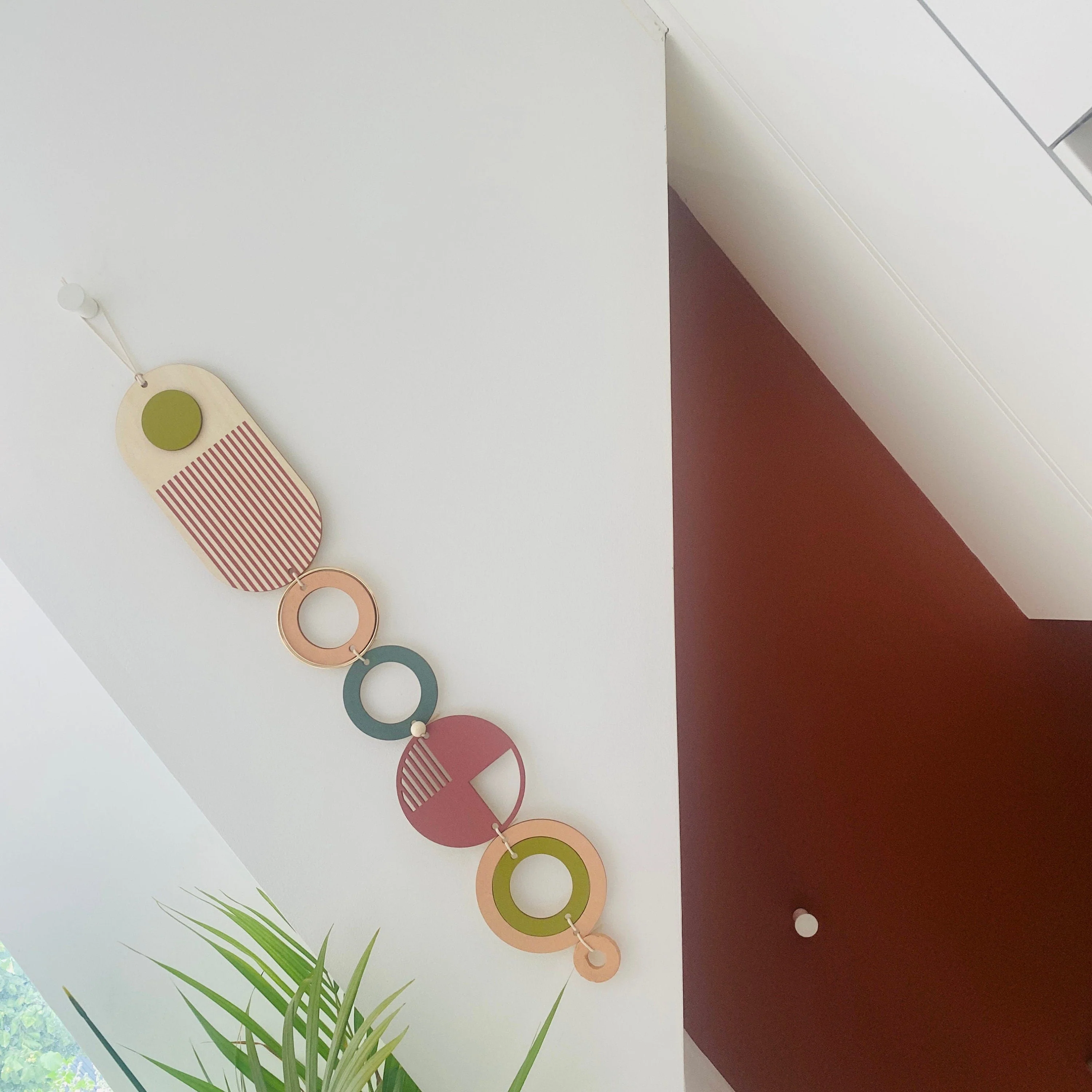 Bright Wall Art - Geometric Artwork - Minimalist Wall Hanging - Bright Wall Hanging - Slim Centre Piece Art - Long Wall Tapestry - Colourful - Image 4