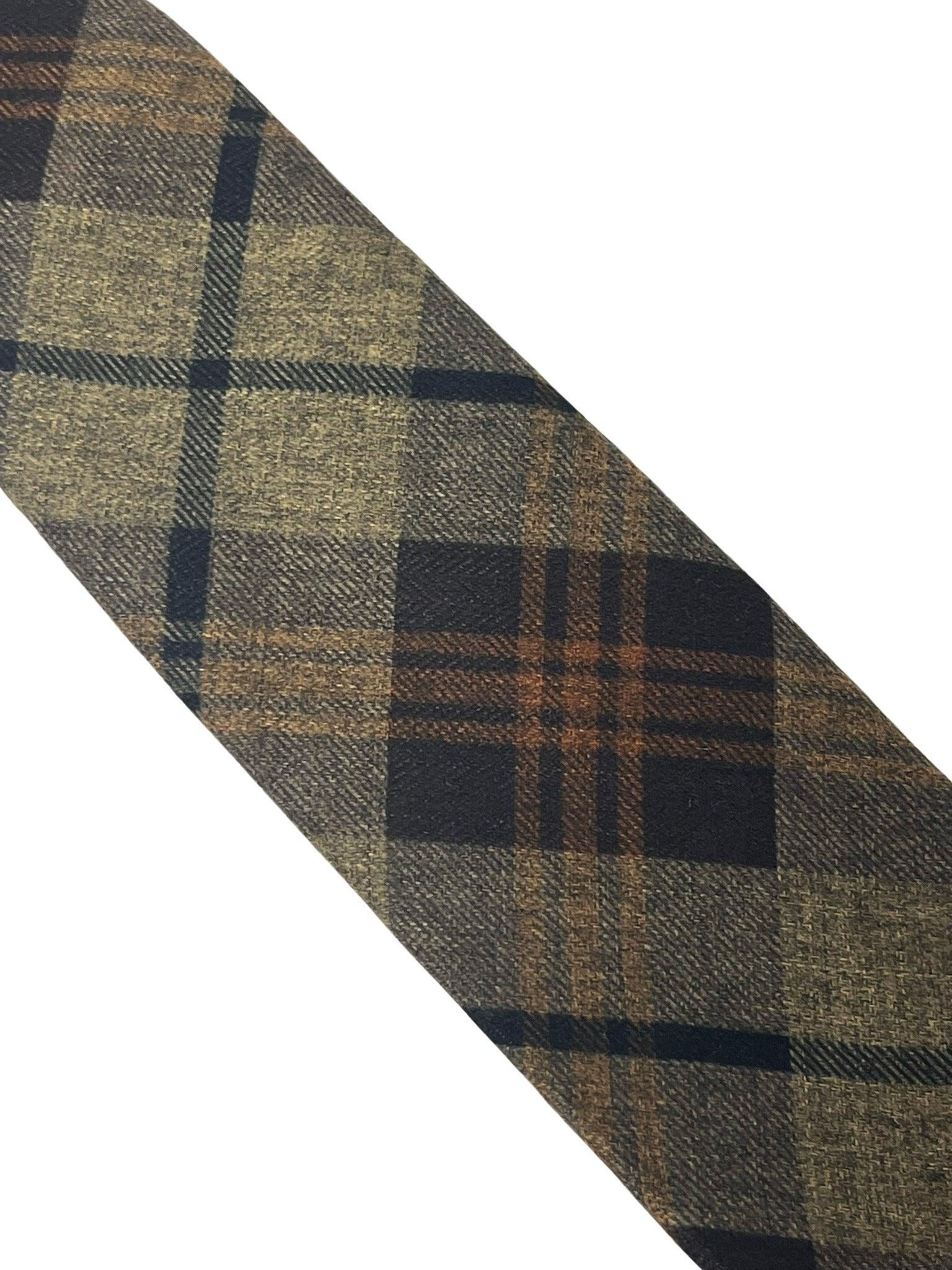 brown check tweed slim wool tie - Image 2