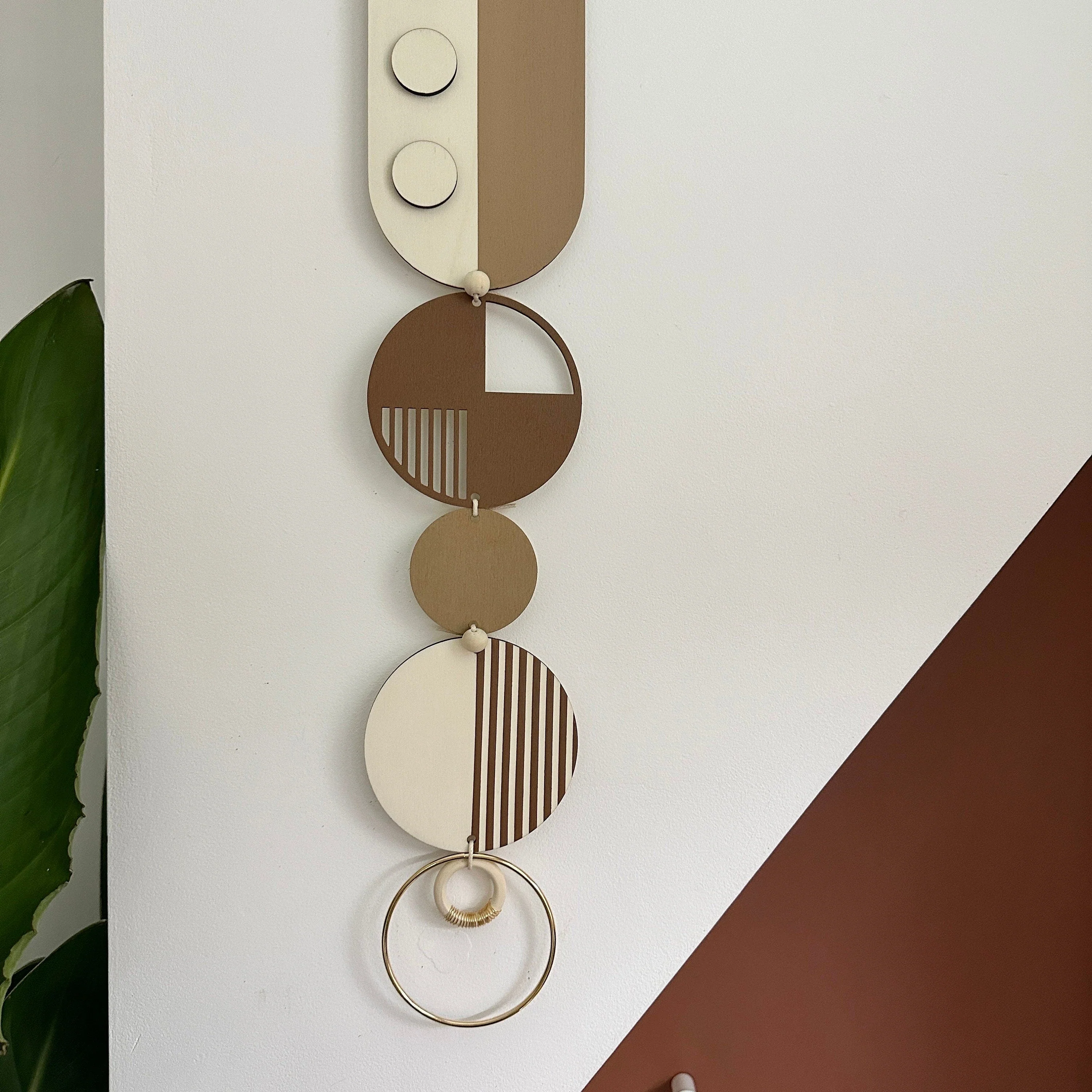 Brown Modern Wall Art - Geometric Artwork - Minimal Home Decor - New Home Trend - Slim Centre Piece Art - Long Wall Tapestry - Earthy Art - Image 3