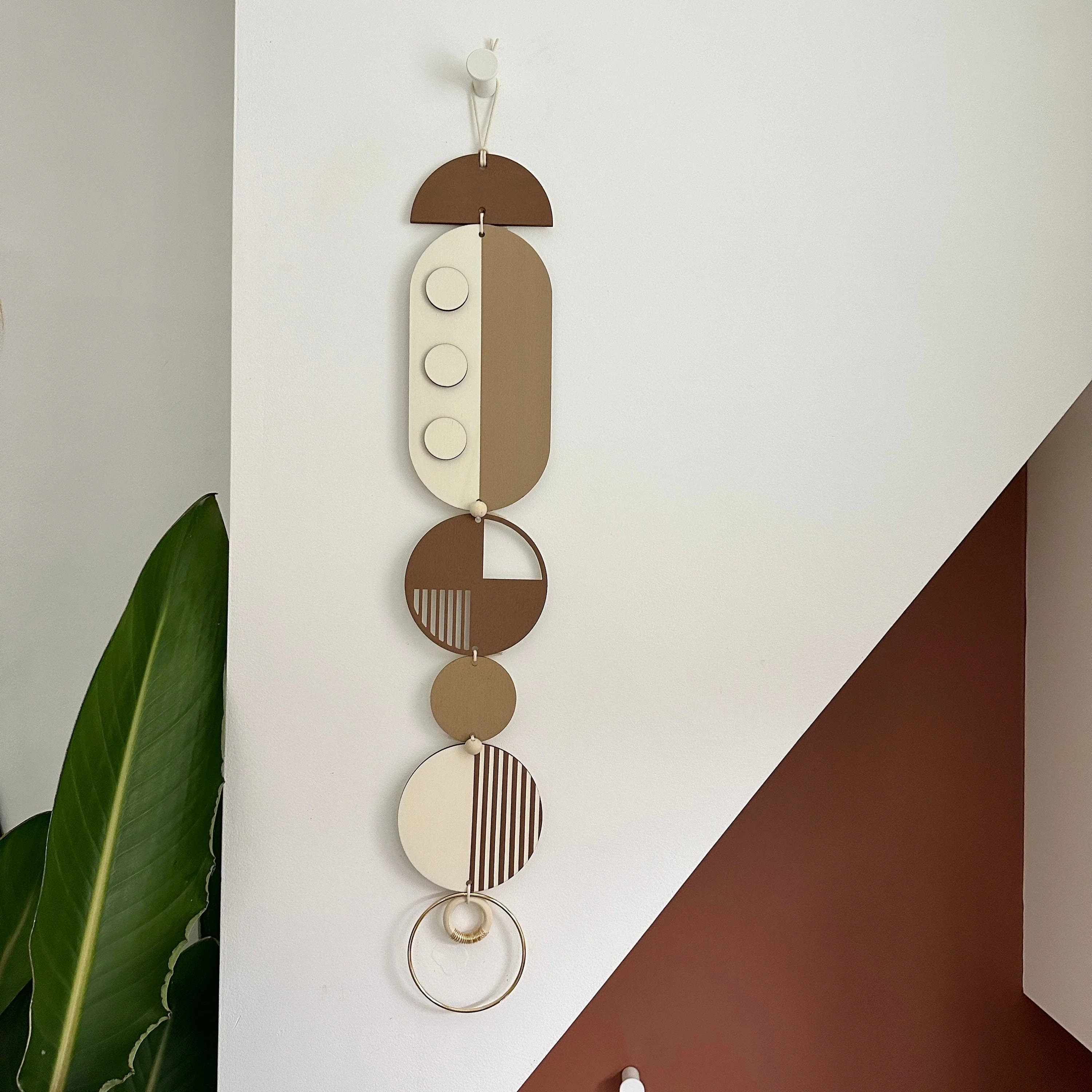 Brown Modern Wall Art - Geometric Artwork - Minimal Home Decor - New Home Trend - Slim Centre Piece Art - Long Wall Tapestry - Earthy Art - Image 5