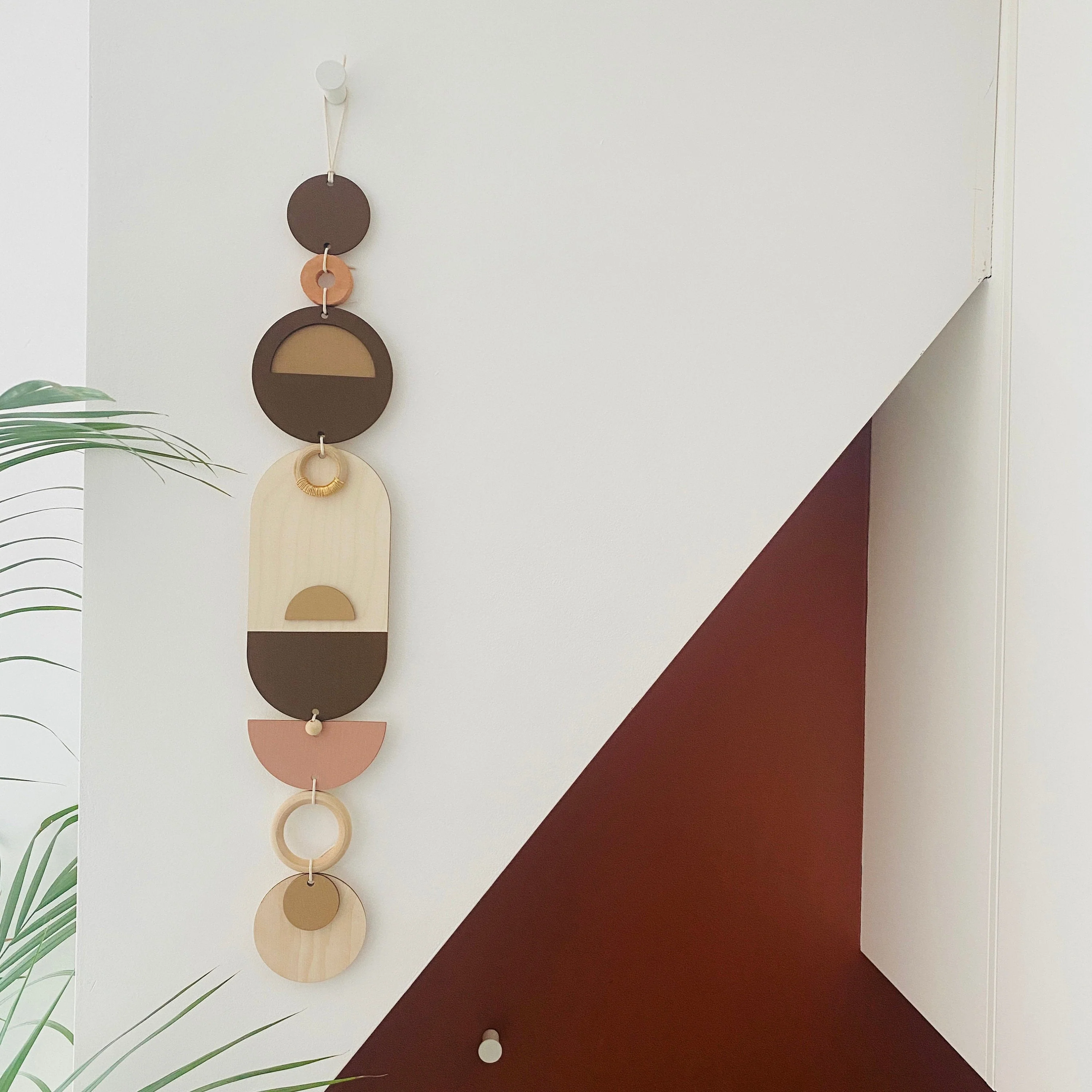 Brown Modern Wall Art - Geometric Artwork - Minimal Home Decor - New Home Trend - Slim Centre Piece Art - Long Wall Tapestry - Earthy Tones - Image 4