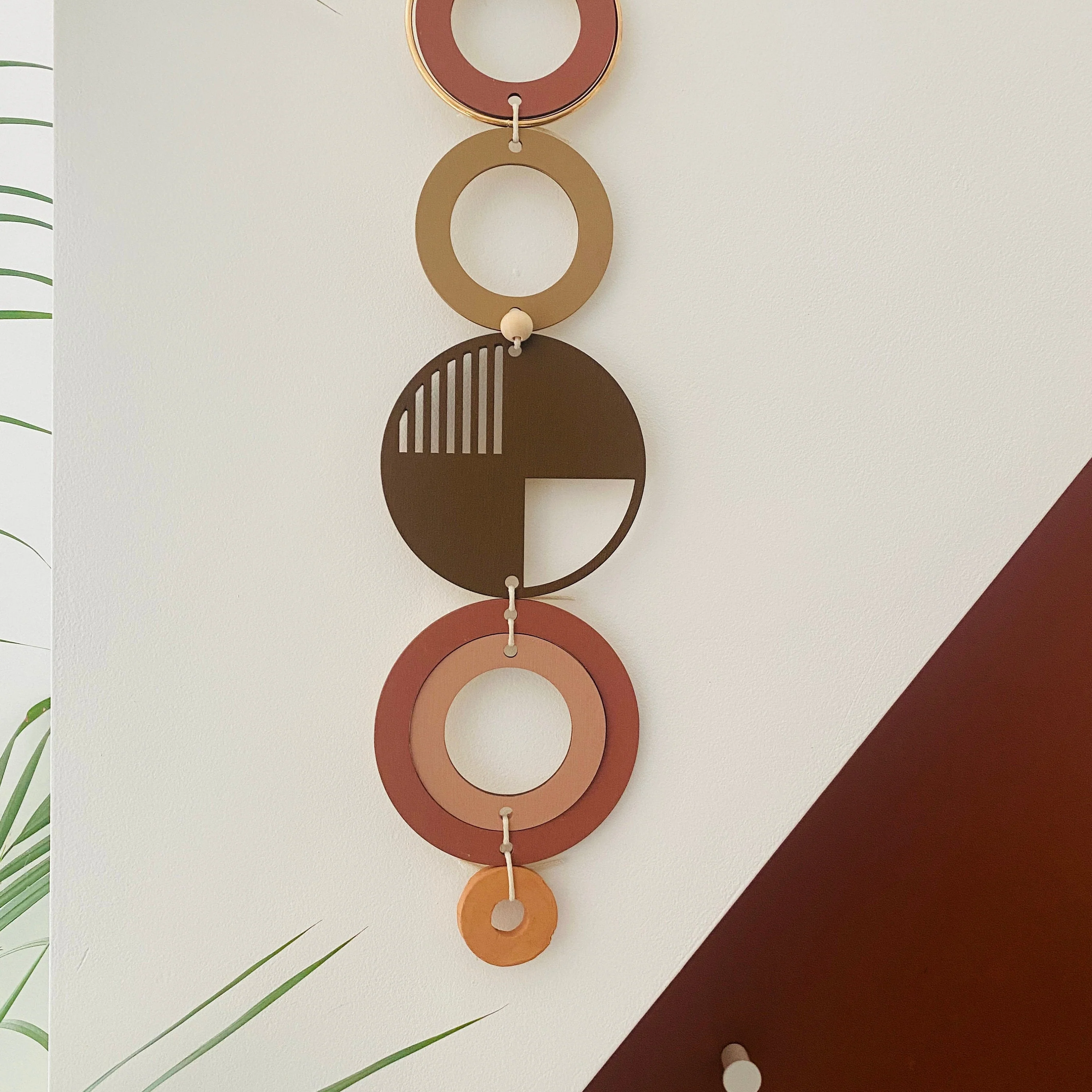 Brown Modern Wall Art - Geometric Artwork - Minimal Home Decor - New Home Trend - Slim Line Art - Long Wall Tapestry - Earthy Tones Art - Image 3