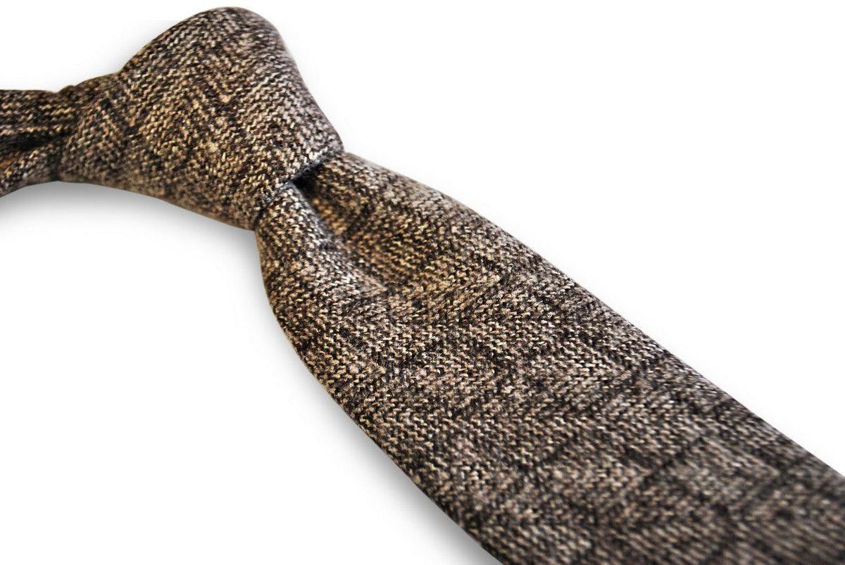 brown squared tweed wool tie - Image 2
