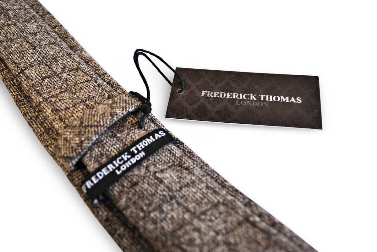 brown squared tweed wool tie - Image 4