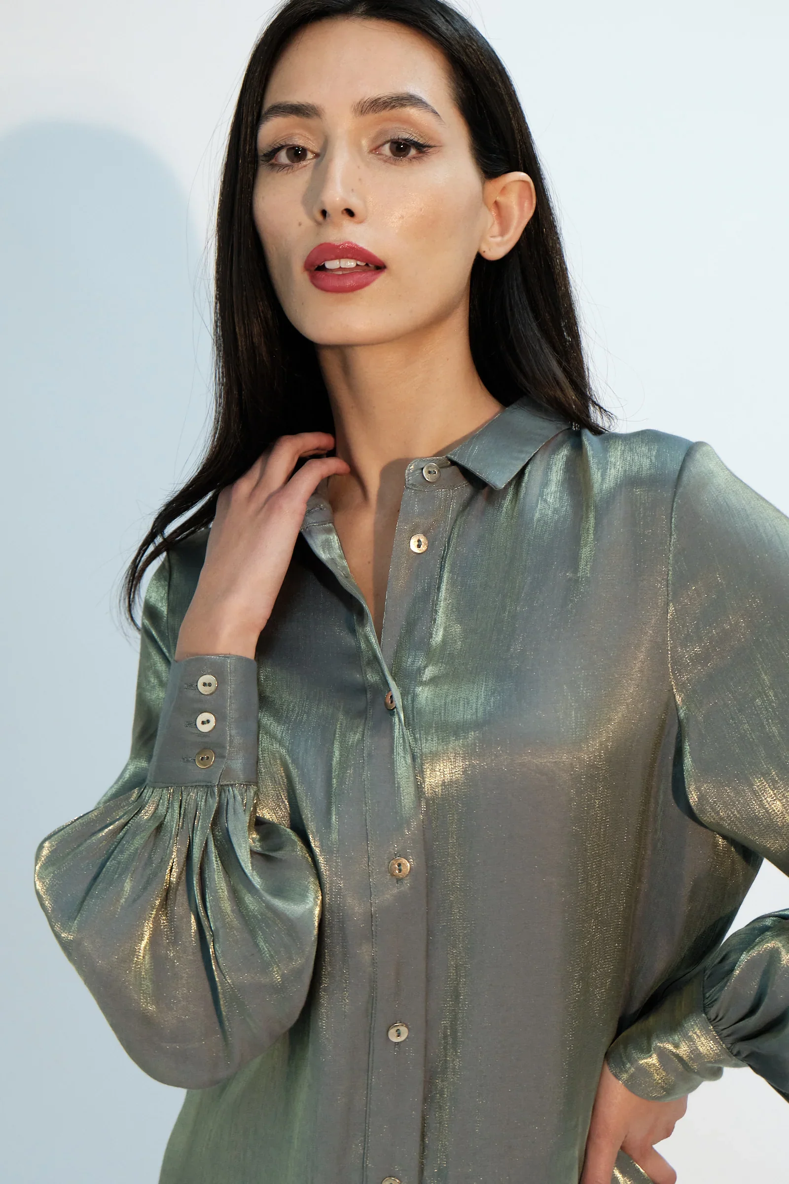 Byron Iridescent Shirt in Green - Image 2