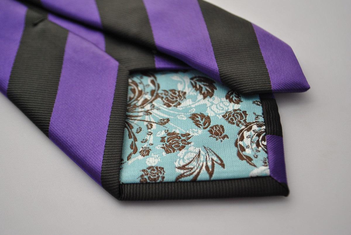 cadbury purple and black barber striped tie - Image 2