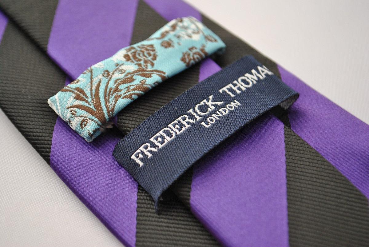 cadbury purple and black barber striped tie - Image 4