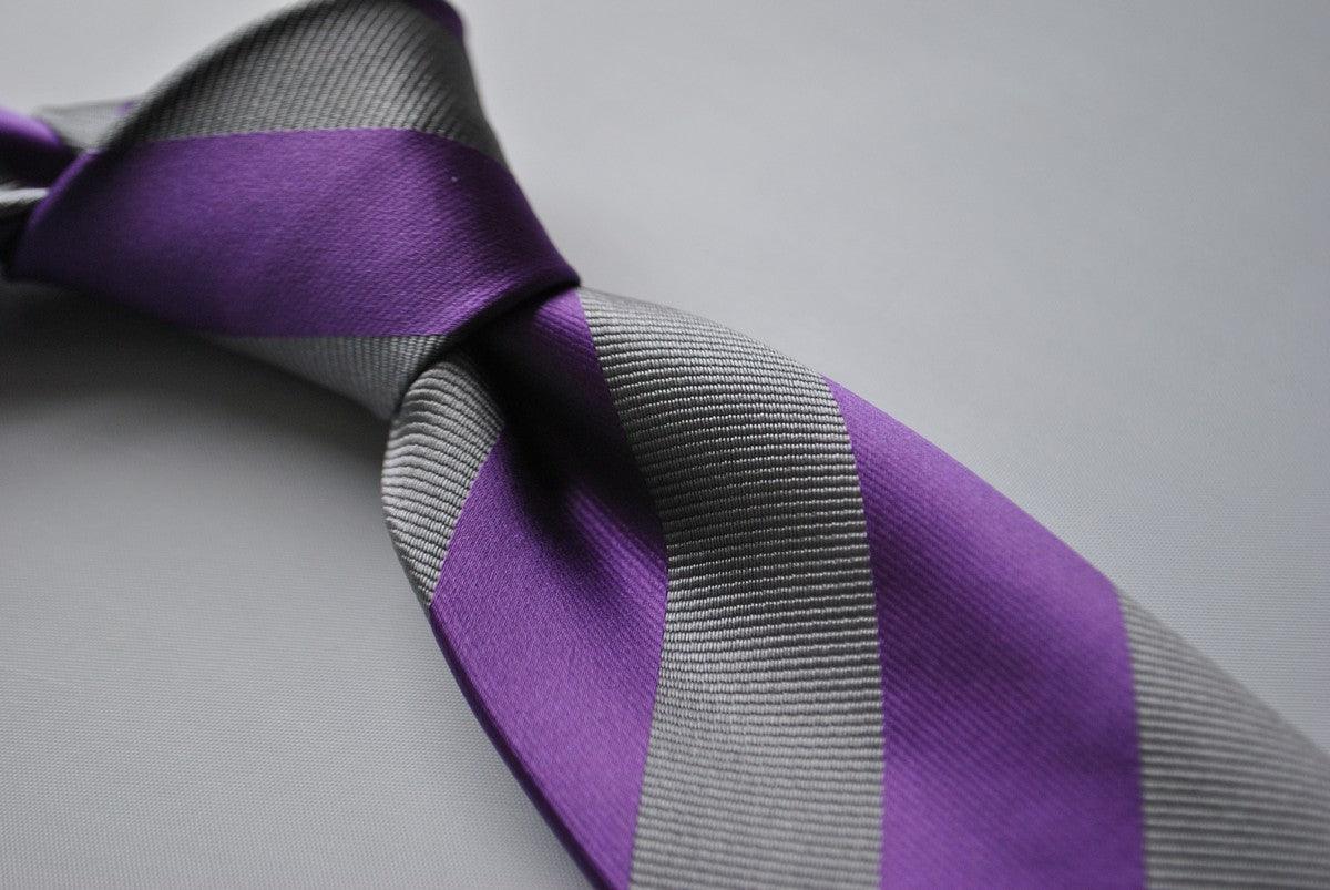 cadbury purple and silver barber striped tie - Image 4