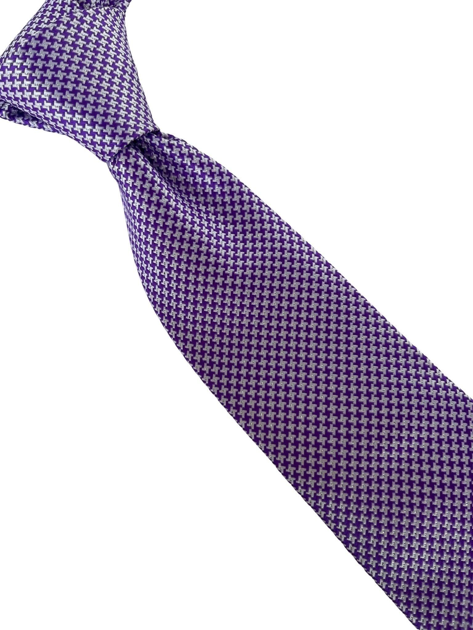 Cadbury purple and white dogtooth check tie - Image 5