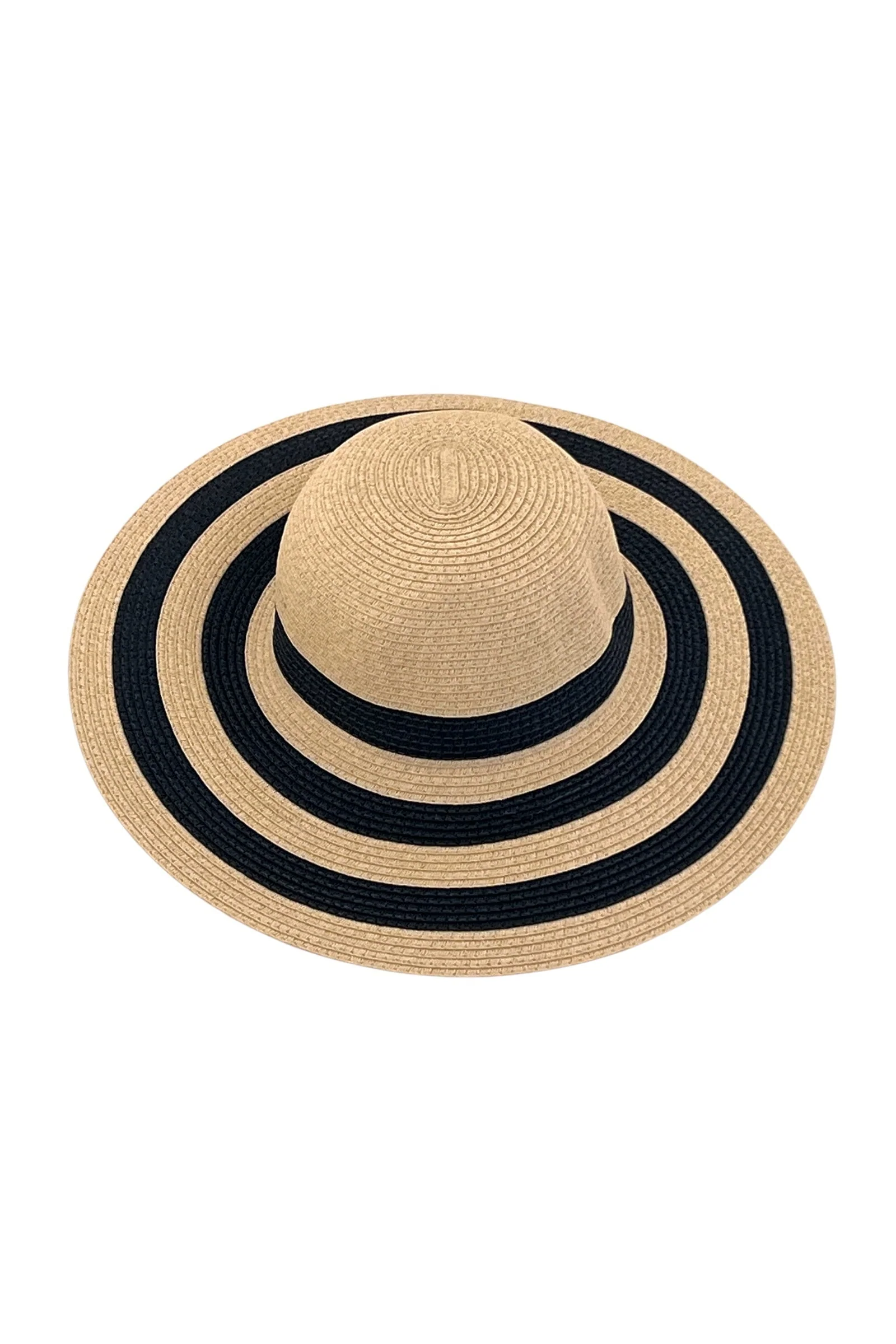 Cailin Natural and Navy Striped Straw Hat - Image 3