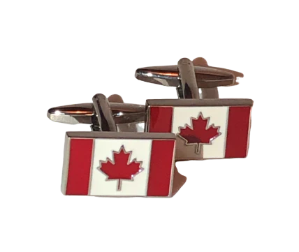 Canada flag, maple leaf design cufflinks