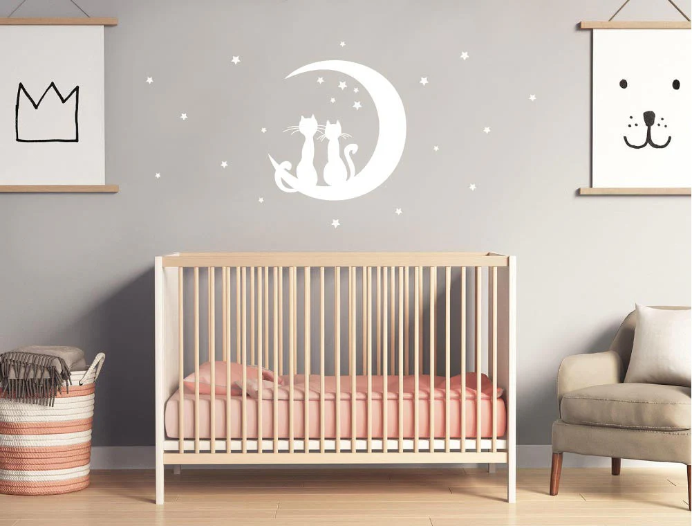 Cats Moon and Stars Nursery Wall Sticker - Image 5