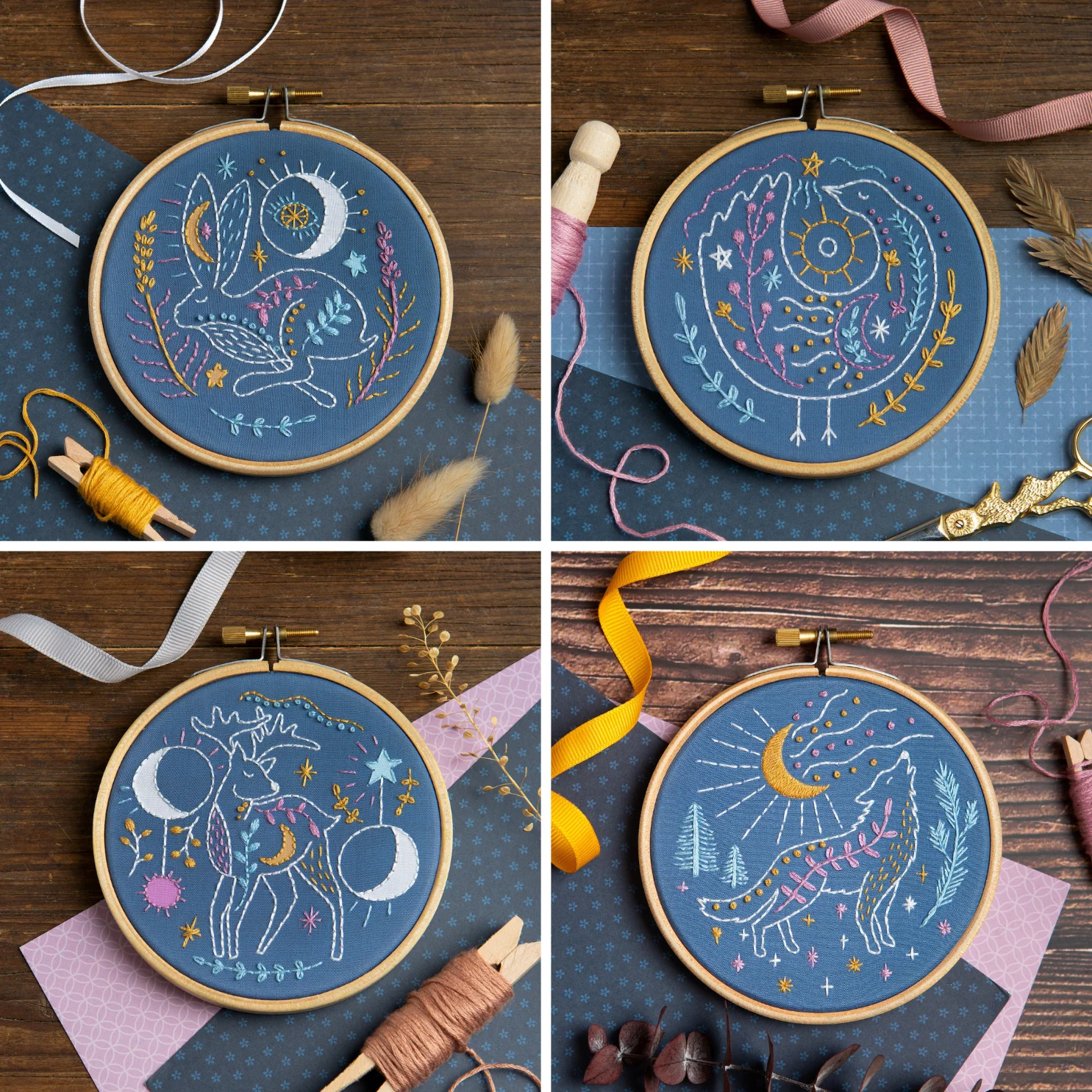 'Celestial Frog' Moon and Stars Mini Embroidery Kit for Beginners - Image 5