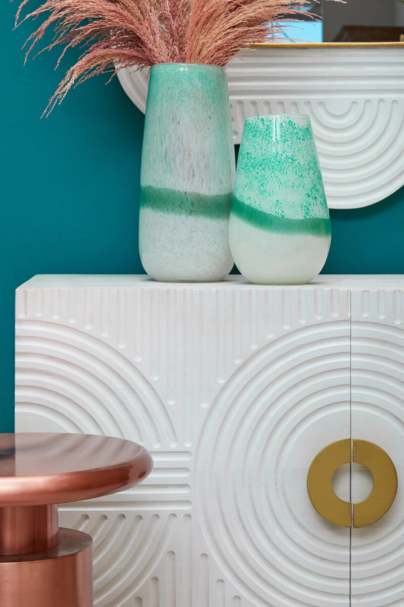 Celia Large Turquoise and White Ombre Vase - Image 4