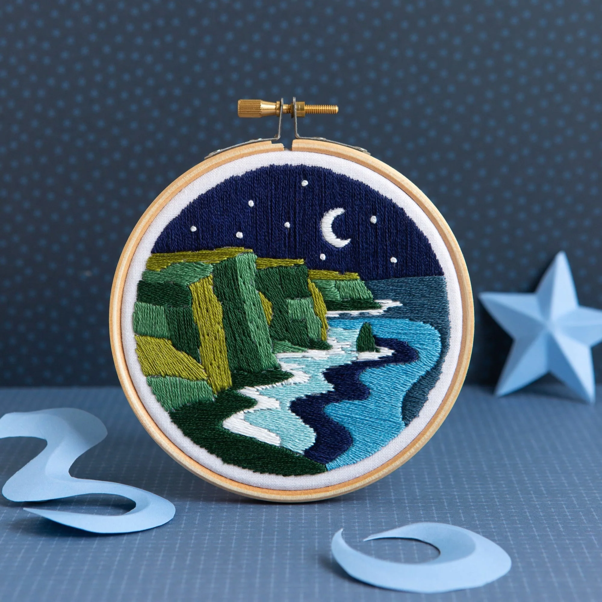 'Celtic Cliffs' Landscape Mini Embroidery Kit for Beginners