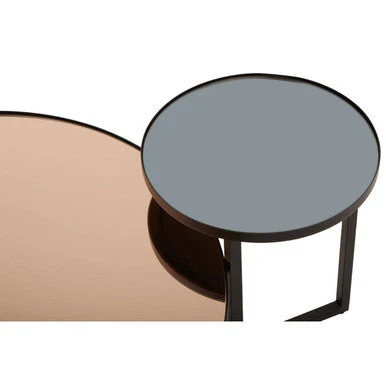Smoked Mirror Top and Black Wooden Frame 2-Tier Coffee Table, Cercle - Image 8