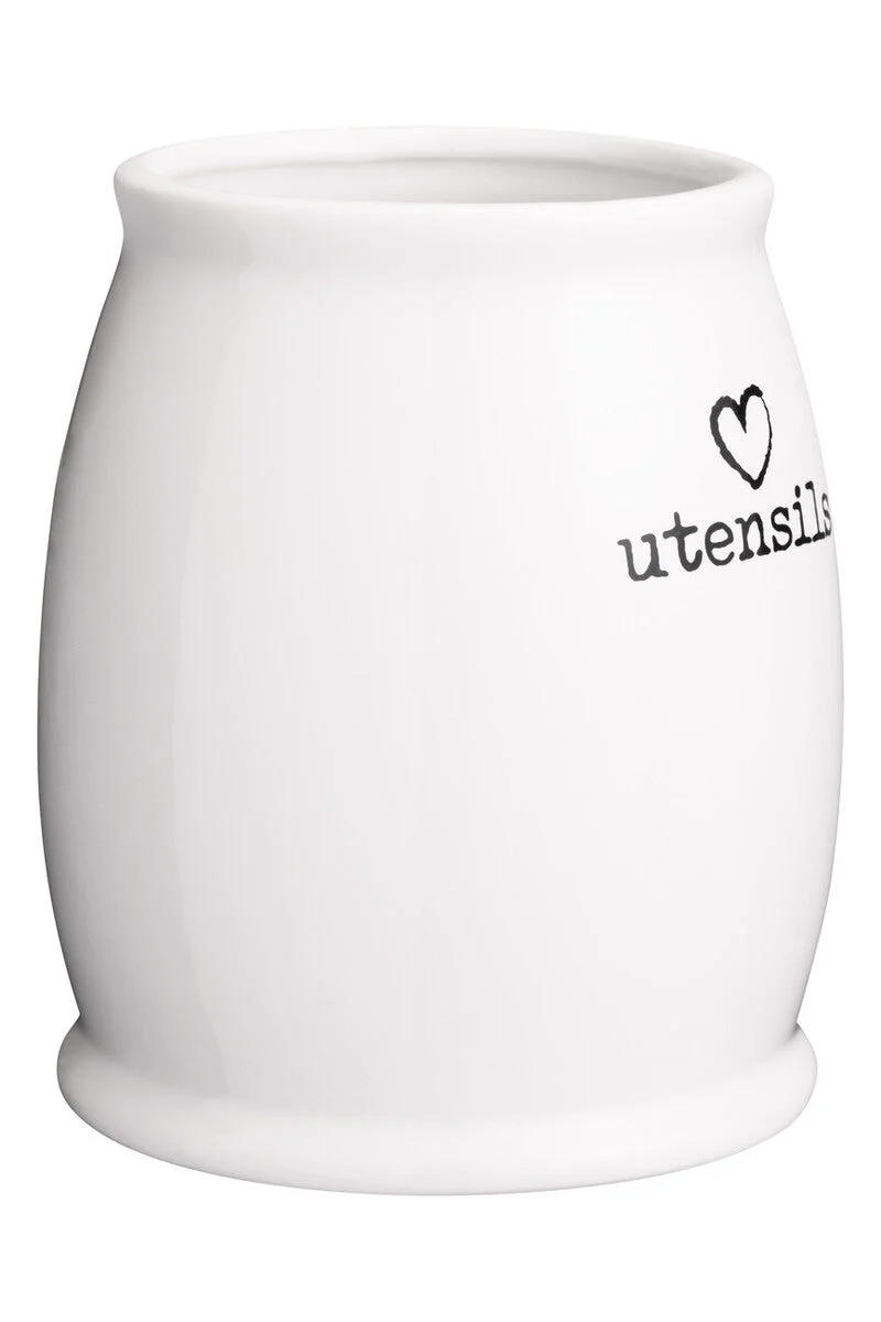 Charm White Ceramic Utensil Holder - Image 2