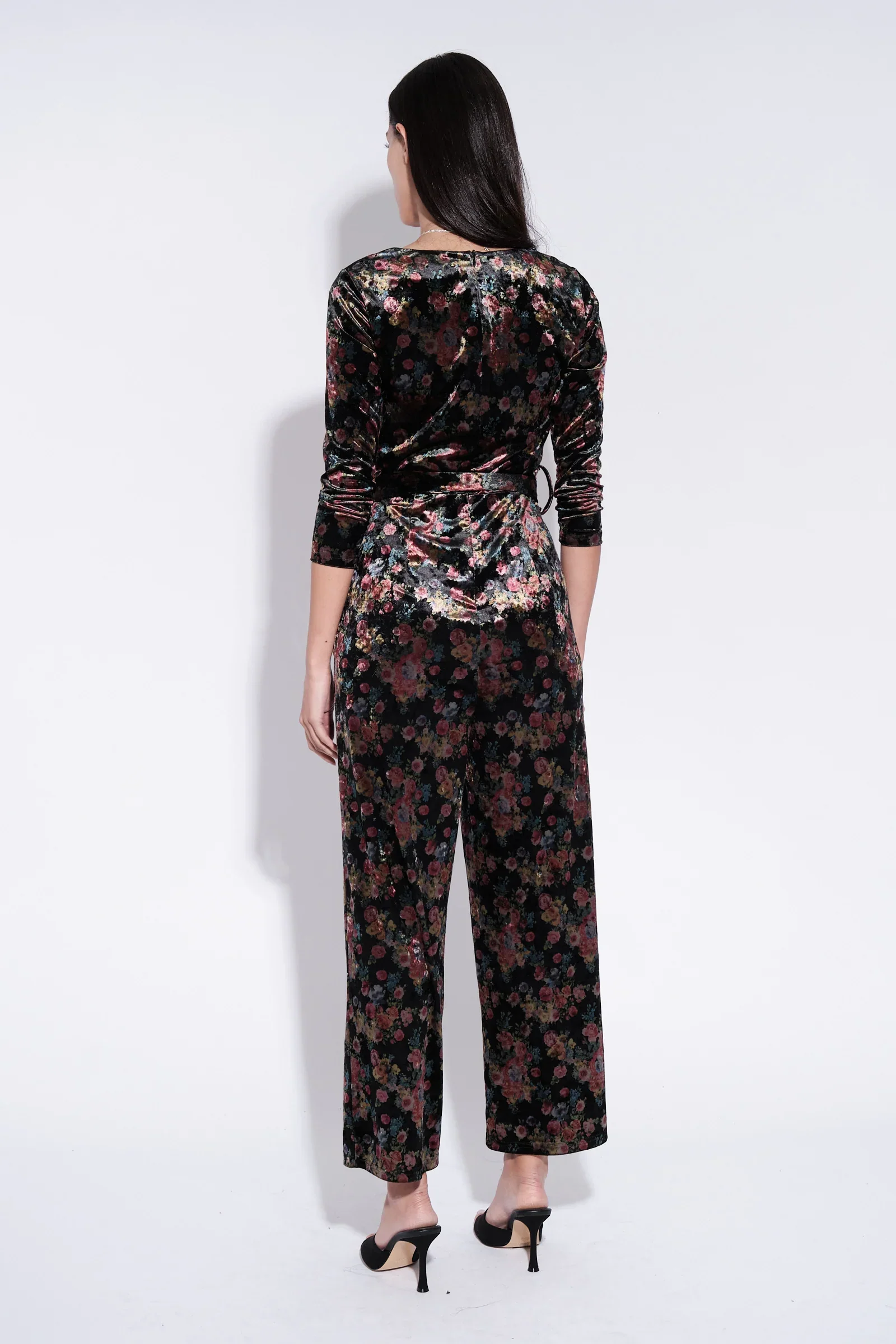 Cherokee Rose Bowl Print Velvet Jumpsuit - Image 2