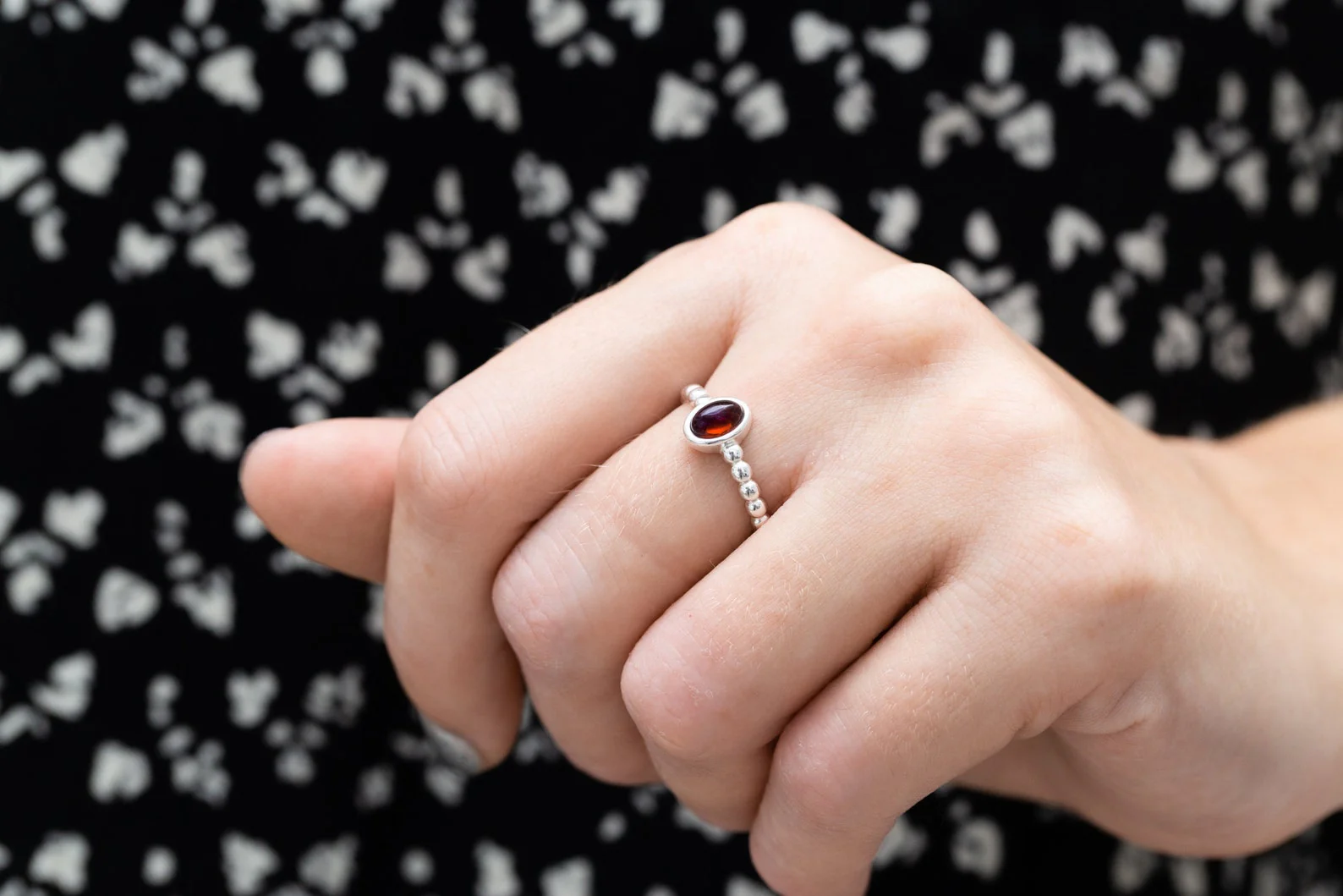 Cherry Amber Bubble Stacking Ring - Image 2
