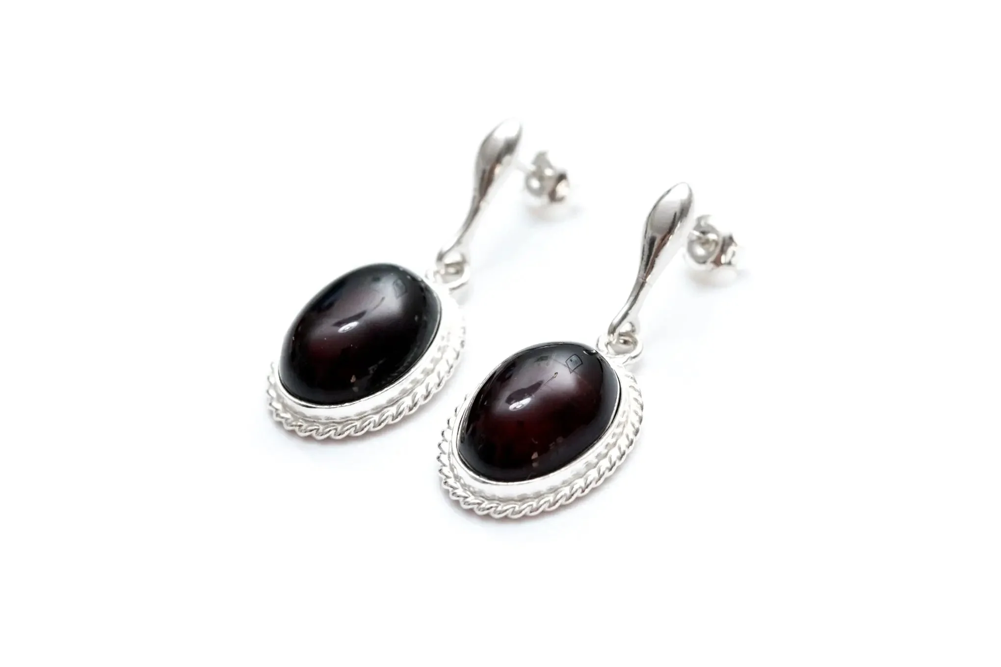Cherry Red Amber Quintessence Dangle Earrings - Image 2