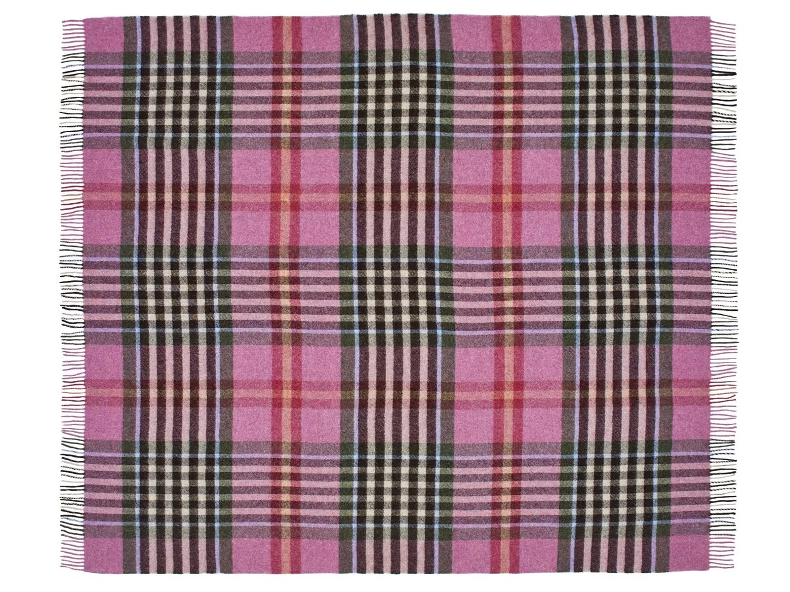 Chesil Check Pure New Wool Throw - Raspberry - Image 2