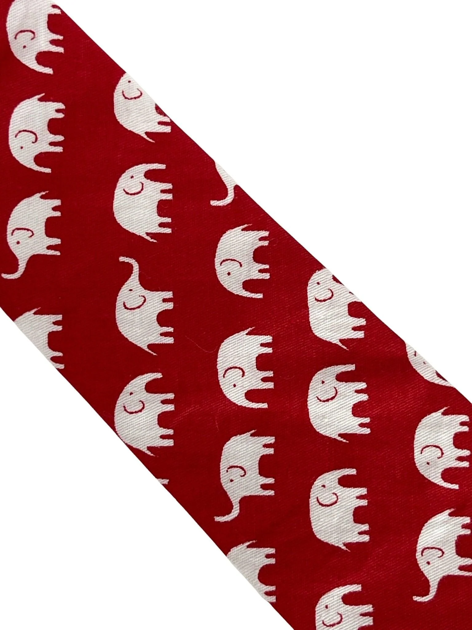 children's red cotton tie with white elephant design - Image 2