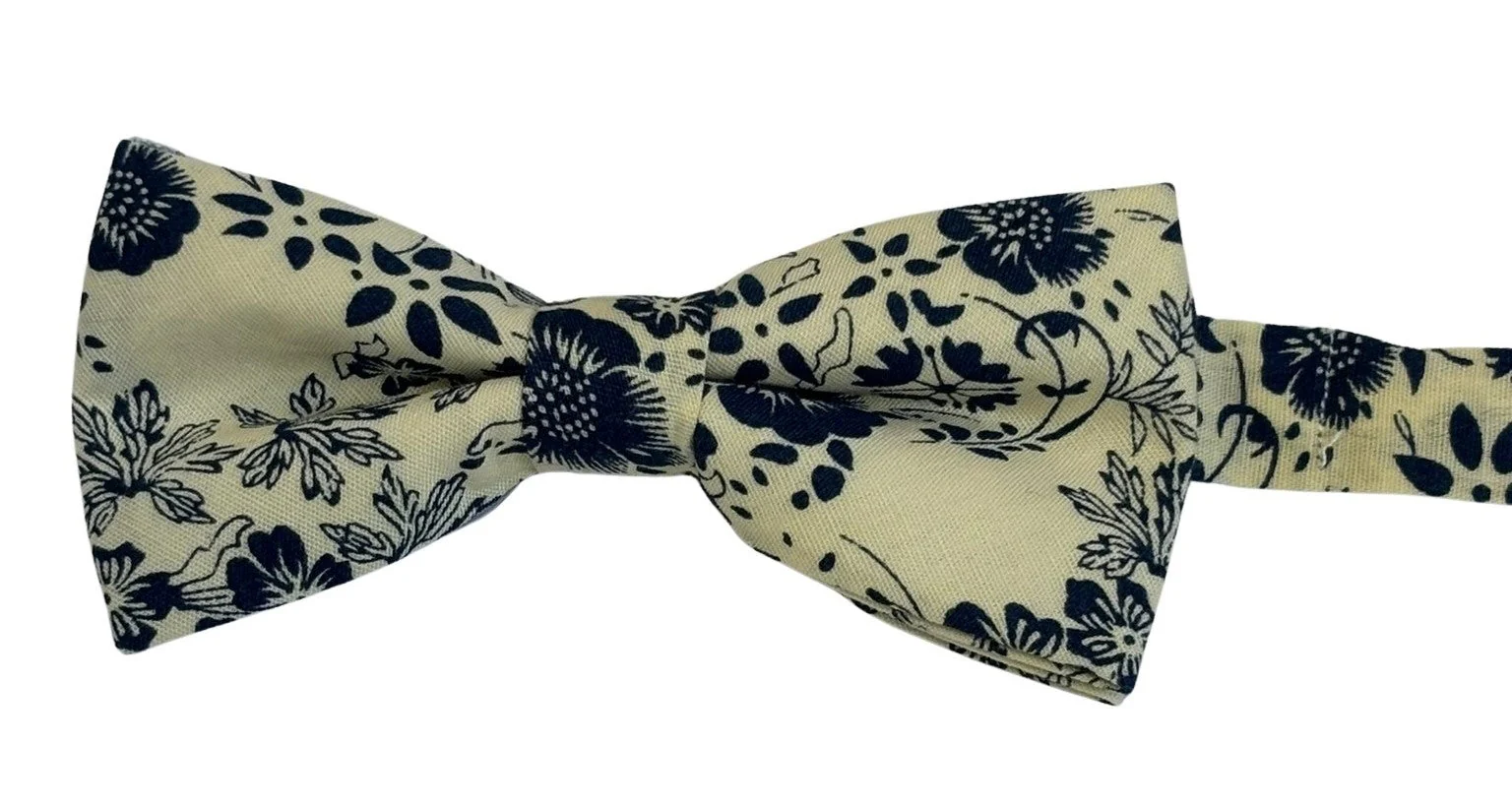 Child's ivory cream & dark blue floral flower design bow tie - Image 2