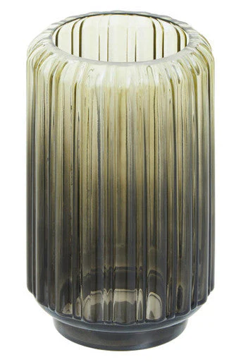 Chima Small Grey Ribbed Glass Vase - Image 6