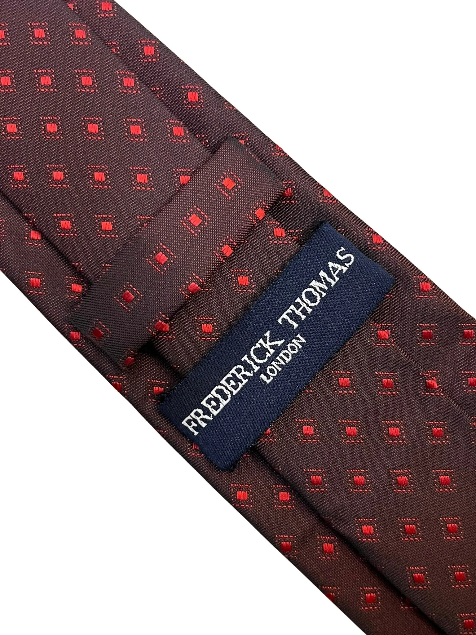 chocolate coffee brown tie with red polka spots - Image 4
