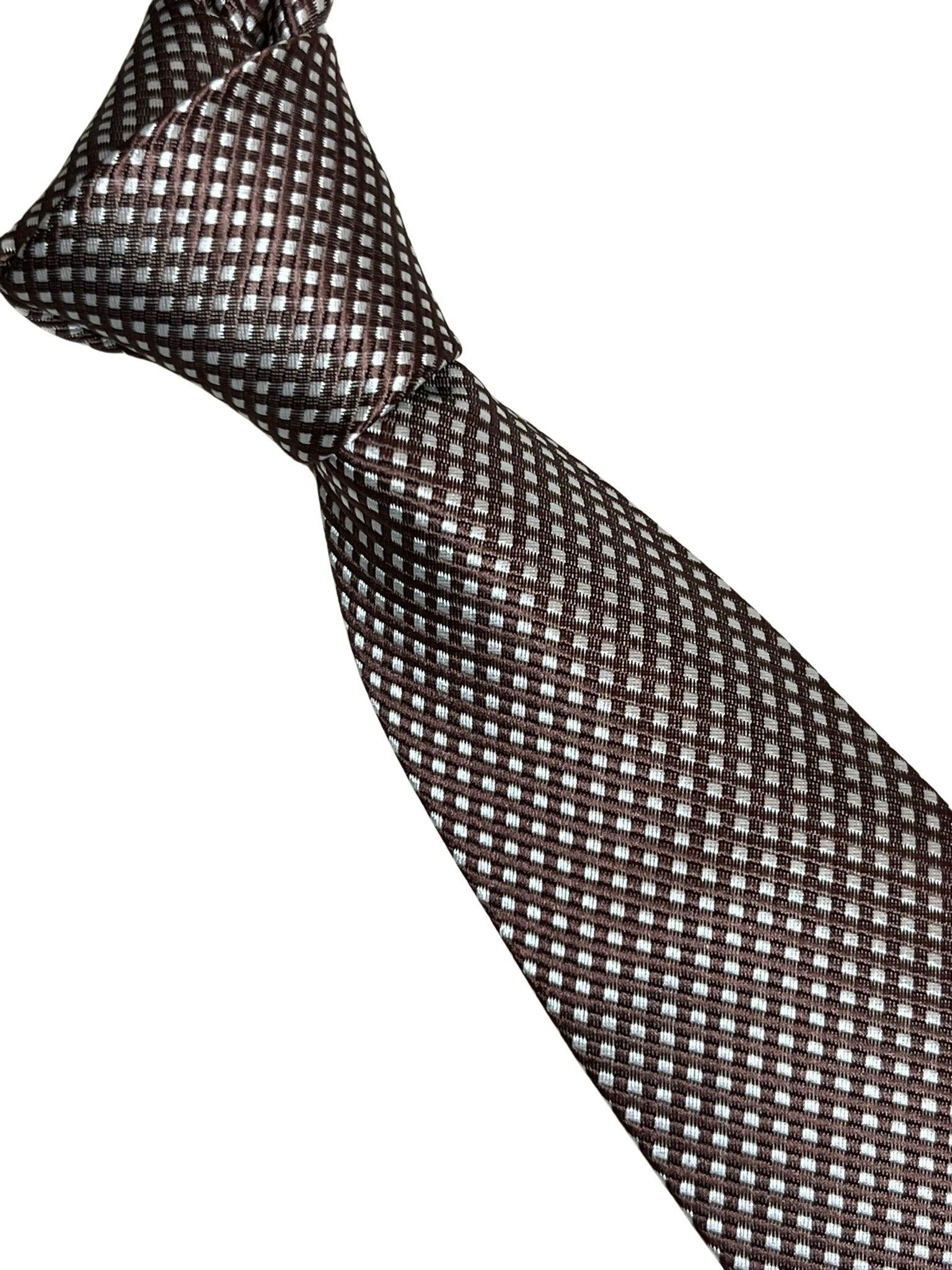 chocolate coffee brown tie with white pin spots - Image 6
