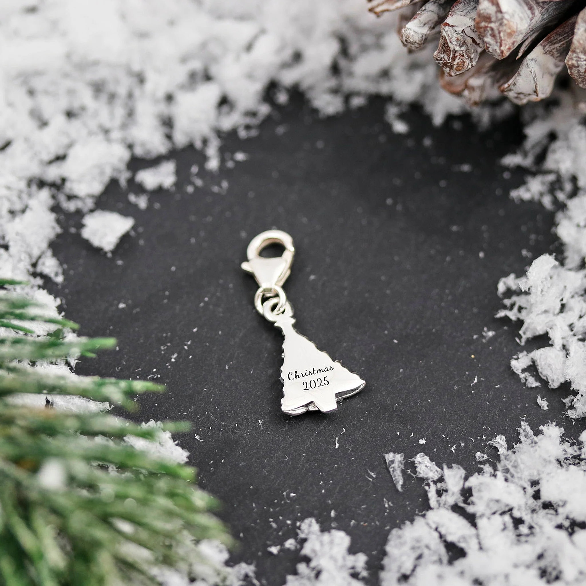 Christmas Tree Personalised Silver Charm - Image 8