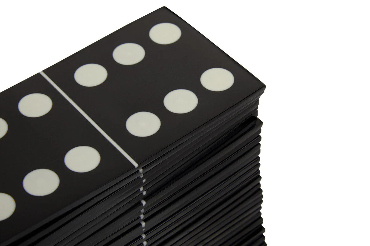 Churchill Games Grey Bone Domino Set with Black Dominoes - Image 4