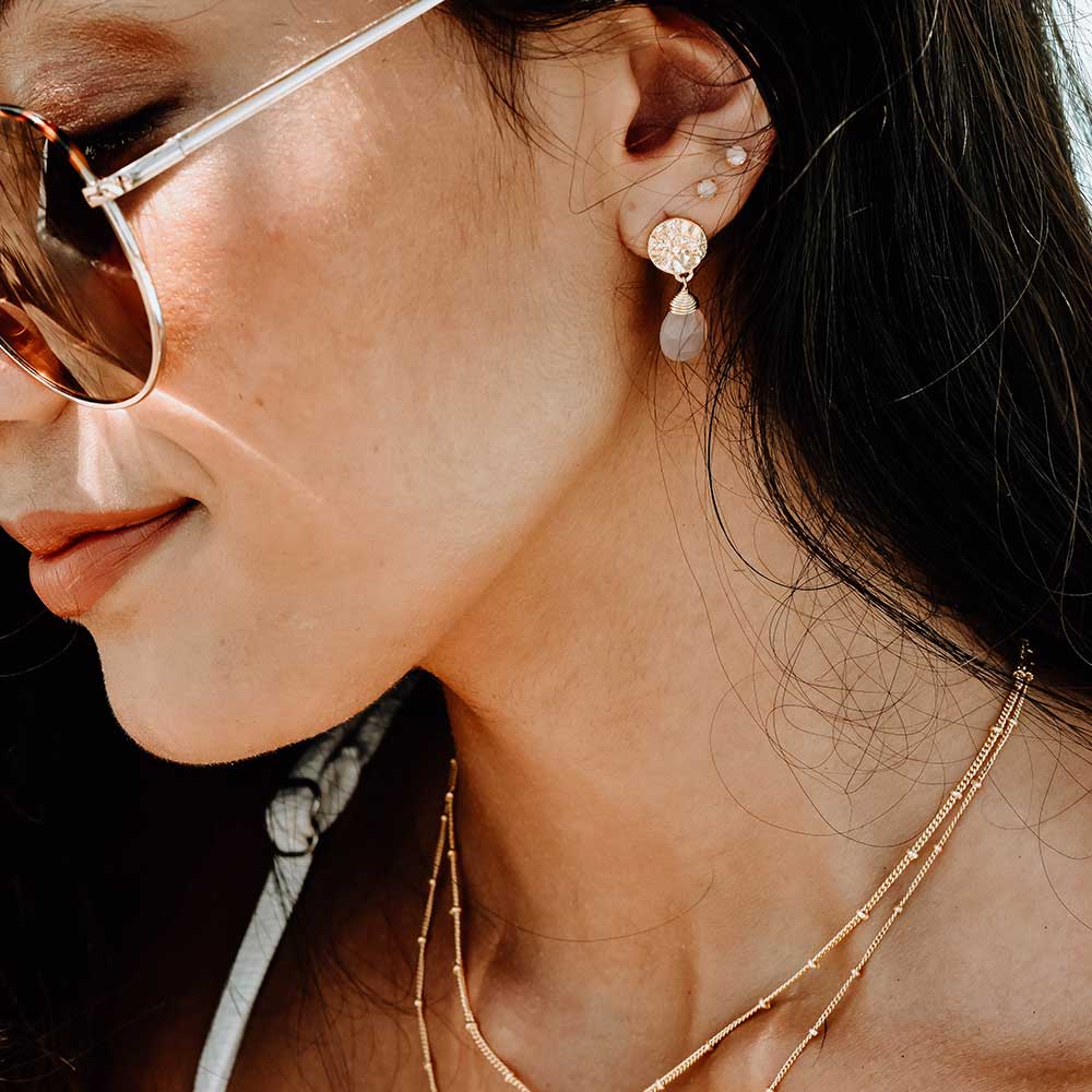 Classic Athena Kate Drop Earrings: Pink Chalcedony - Image 2