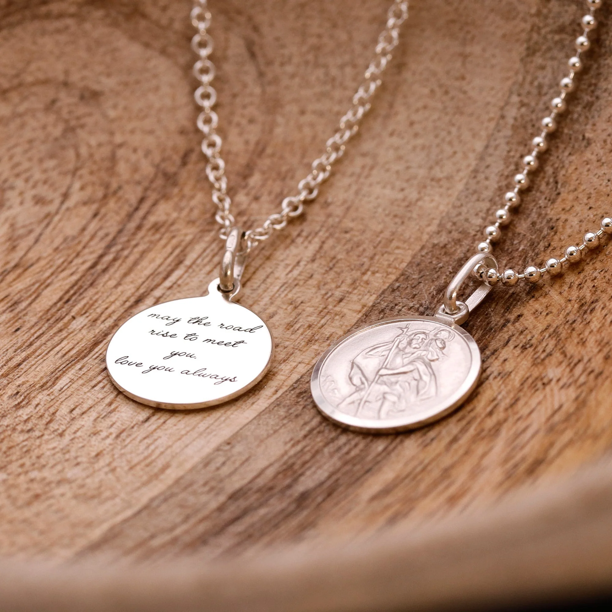 Classic Small St Christopher Necklace Sterling Silver 14mm - Image 5