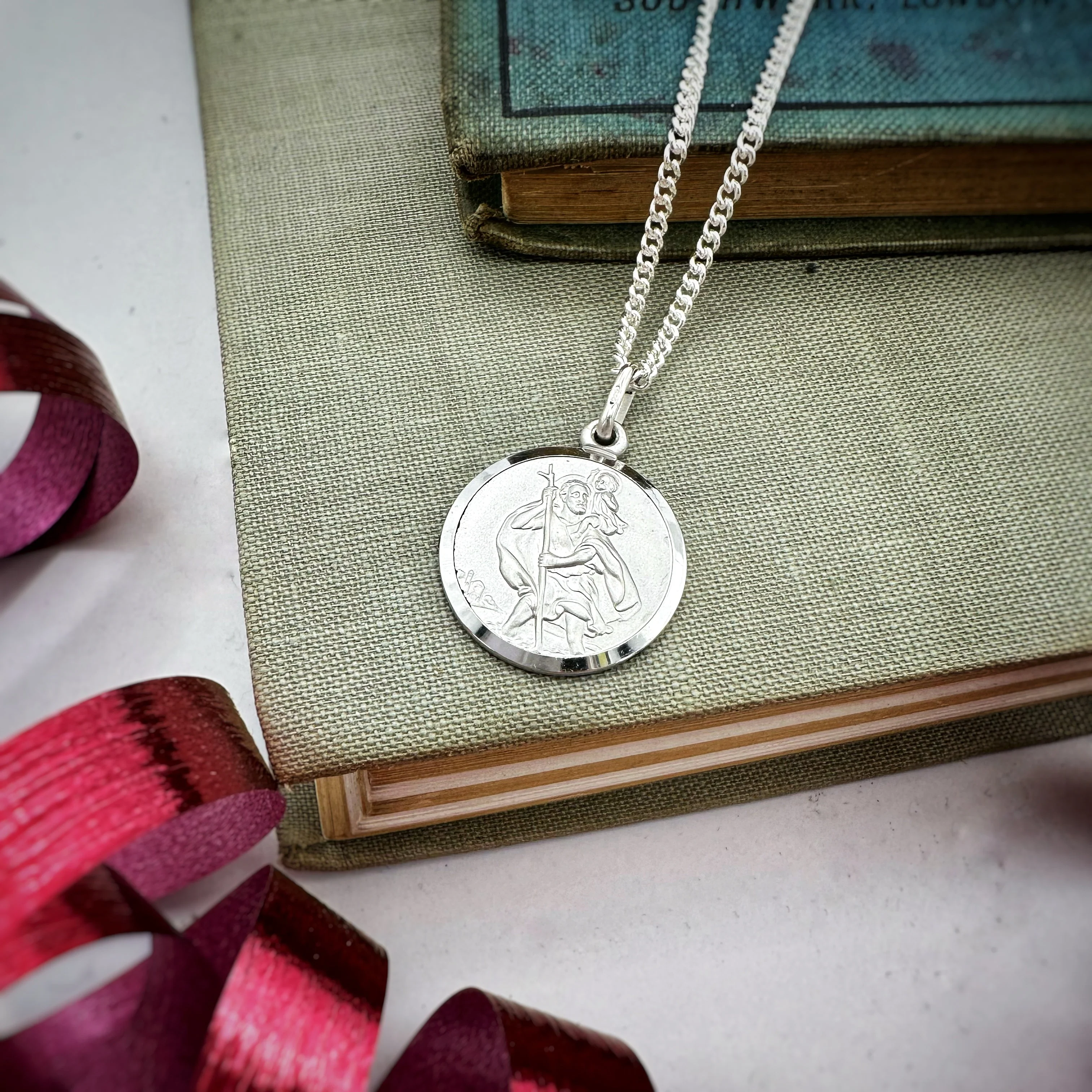 Classic St Christopher Necklace Sterling Silver 18mm - Image 8