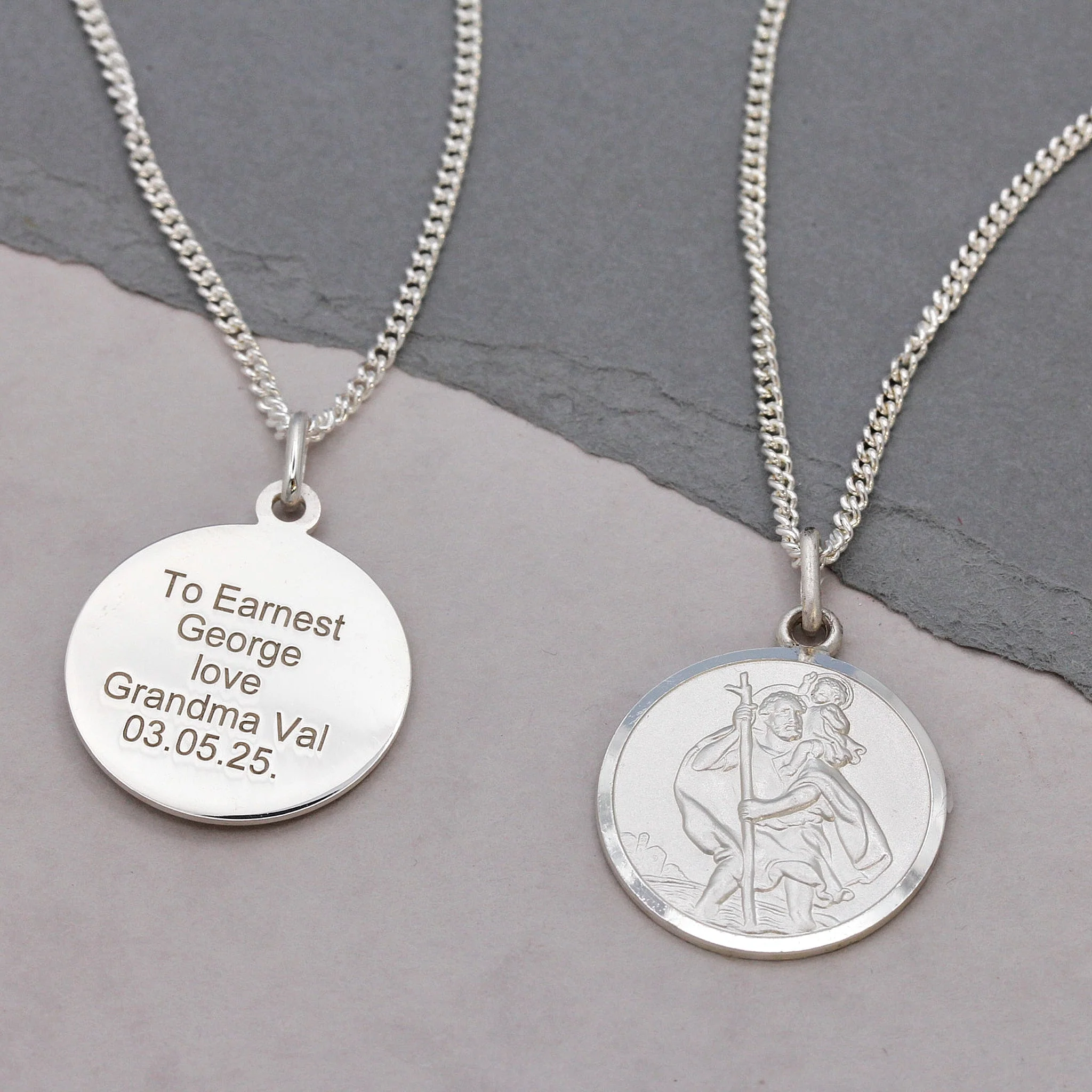 Classic St Christopher Necklace Sterling Silver 20mm - Image 2