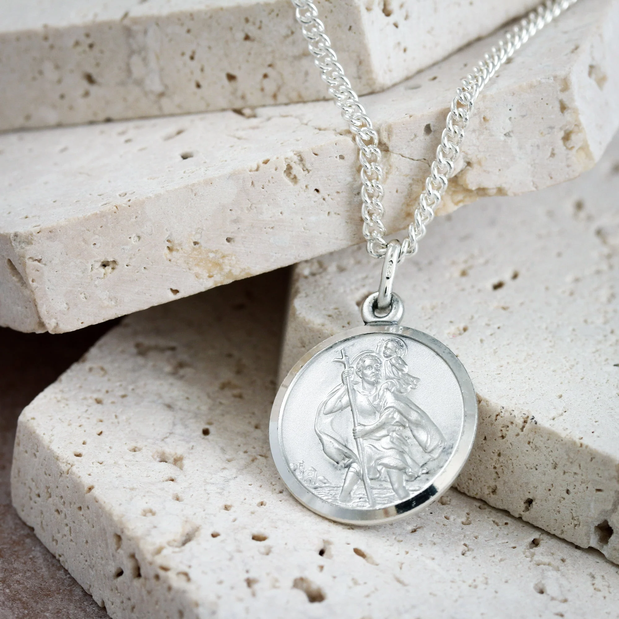 Classic St Christopher Necklace Sterling Silver 20mm - Image 7