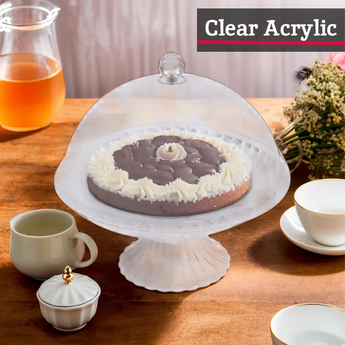 Faye Clear Acrylic Cake Stand With Dome - Image 5