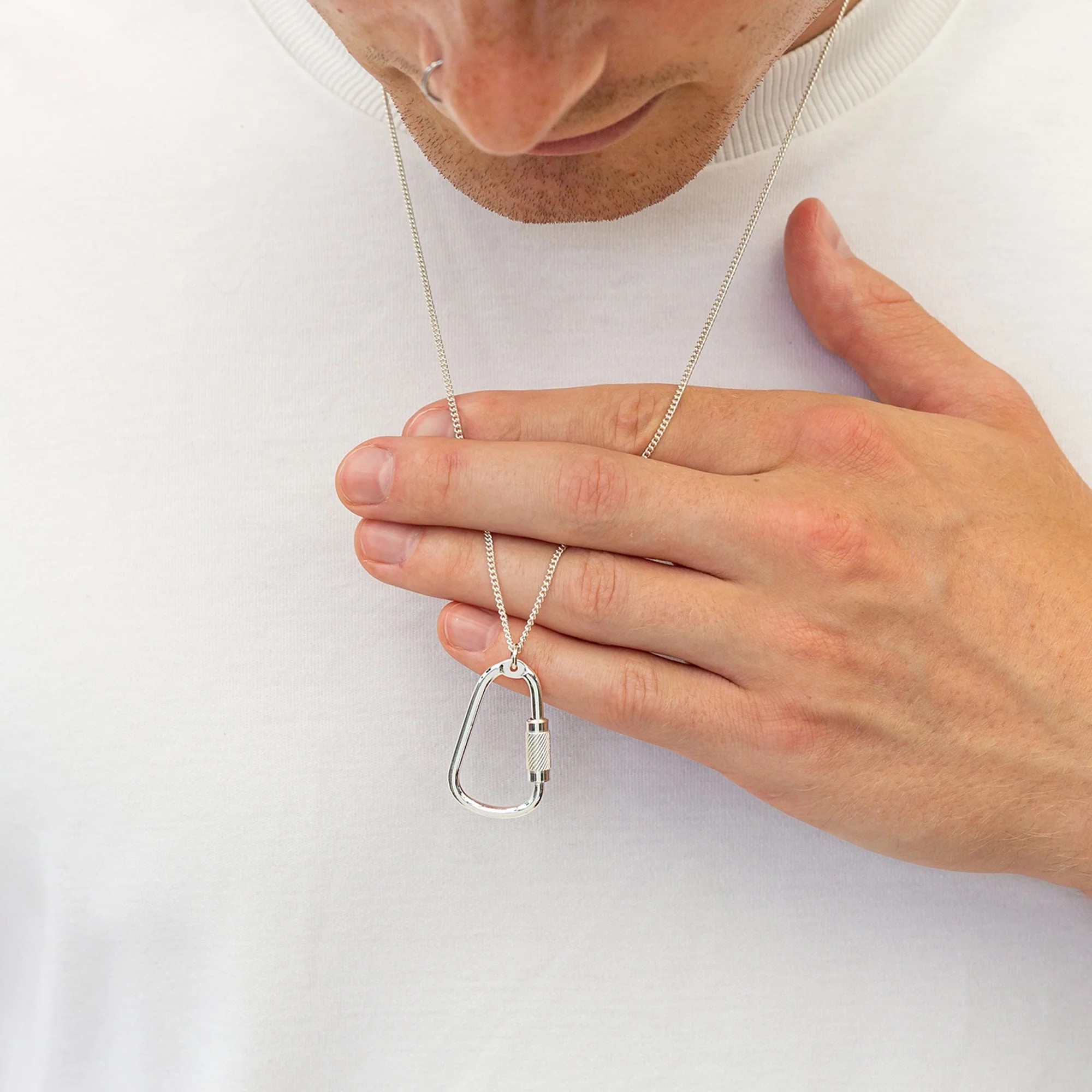 Climbing Carabiner Silver Necklace - Image 2